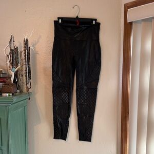 Spanx Black Faux Leather Moto Leggings